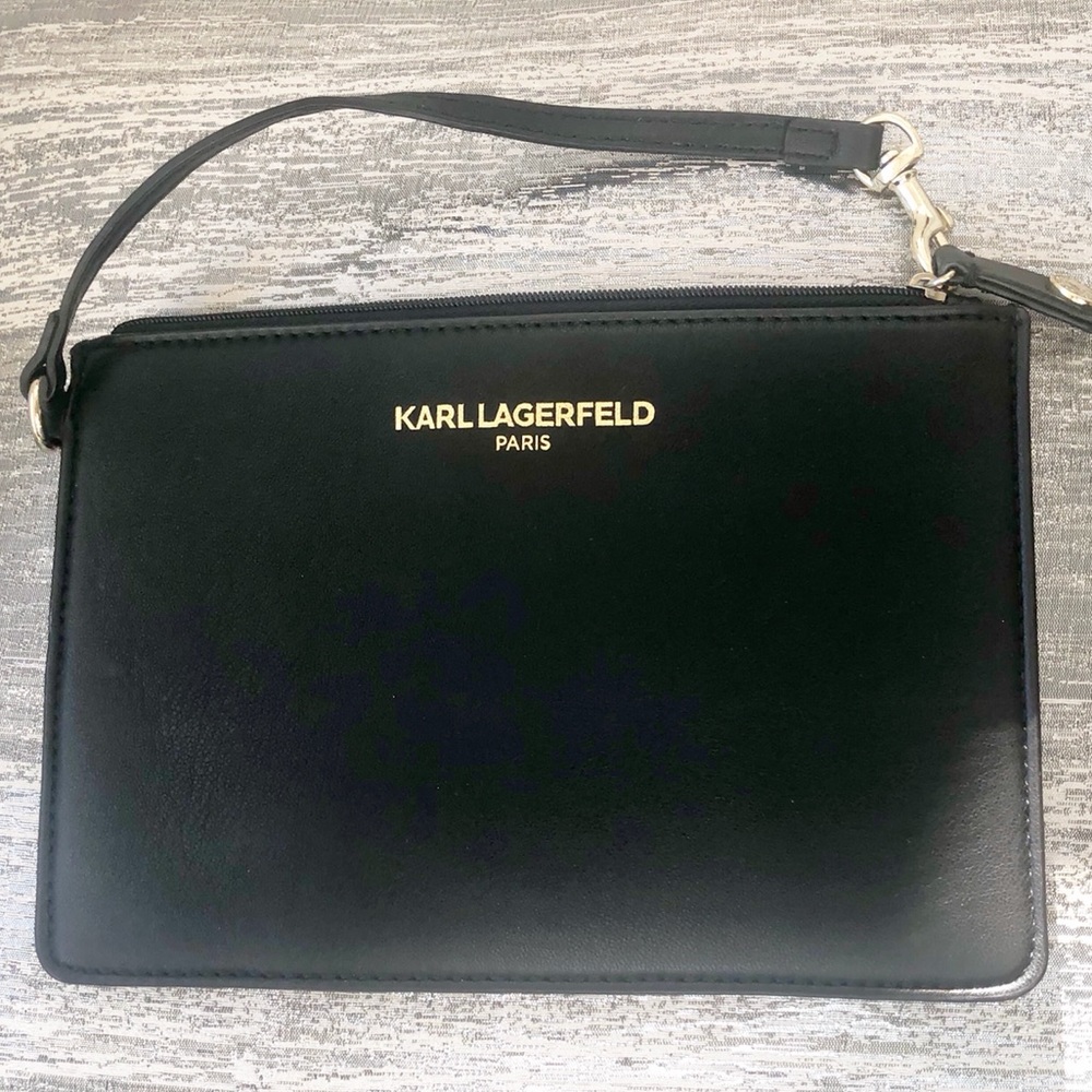 KARL LAGERFELD PARIS BLACK WRISTLET/POUCH